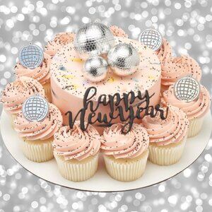 Decopac 21542 Layon Happy Year Cake Baking Decor 12 Pack Gold, Silver, Black